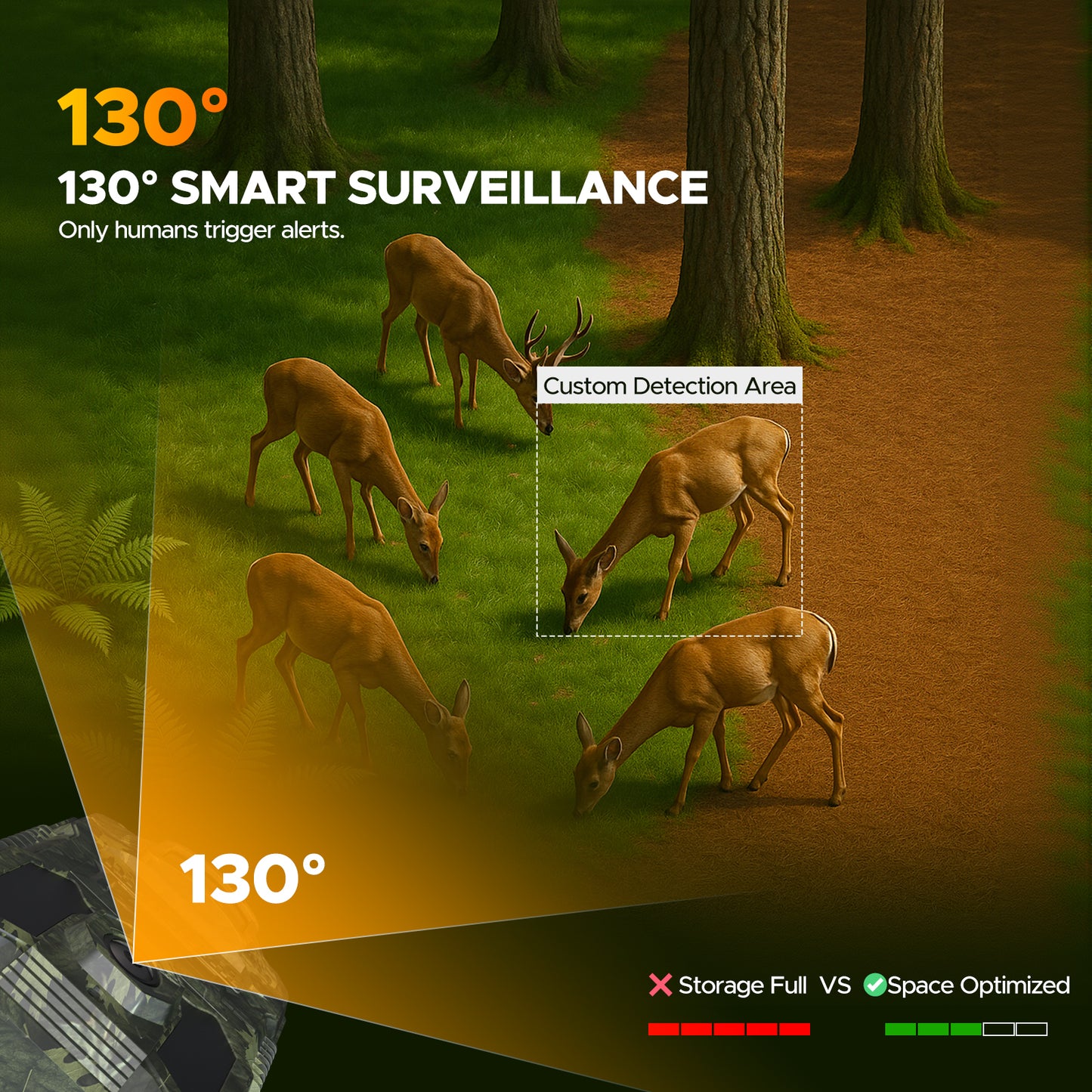 Caméra de chasse solaire CAMPARK 48 MP 4K avec vision nocturne, détection de mouvement, étanche IP66, enregistrement en boucle, temps de déclenchement de 0,1 s, batterie intégrée de 2 000 mAh