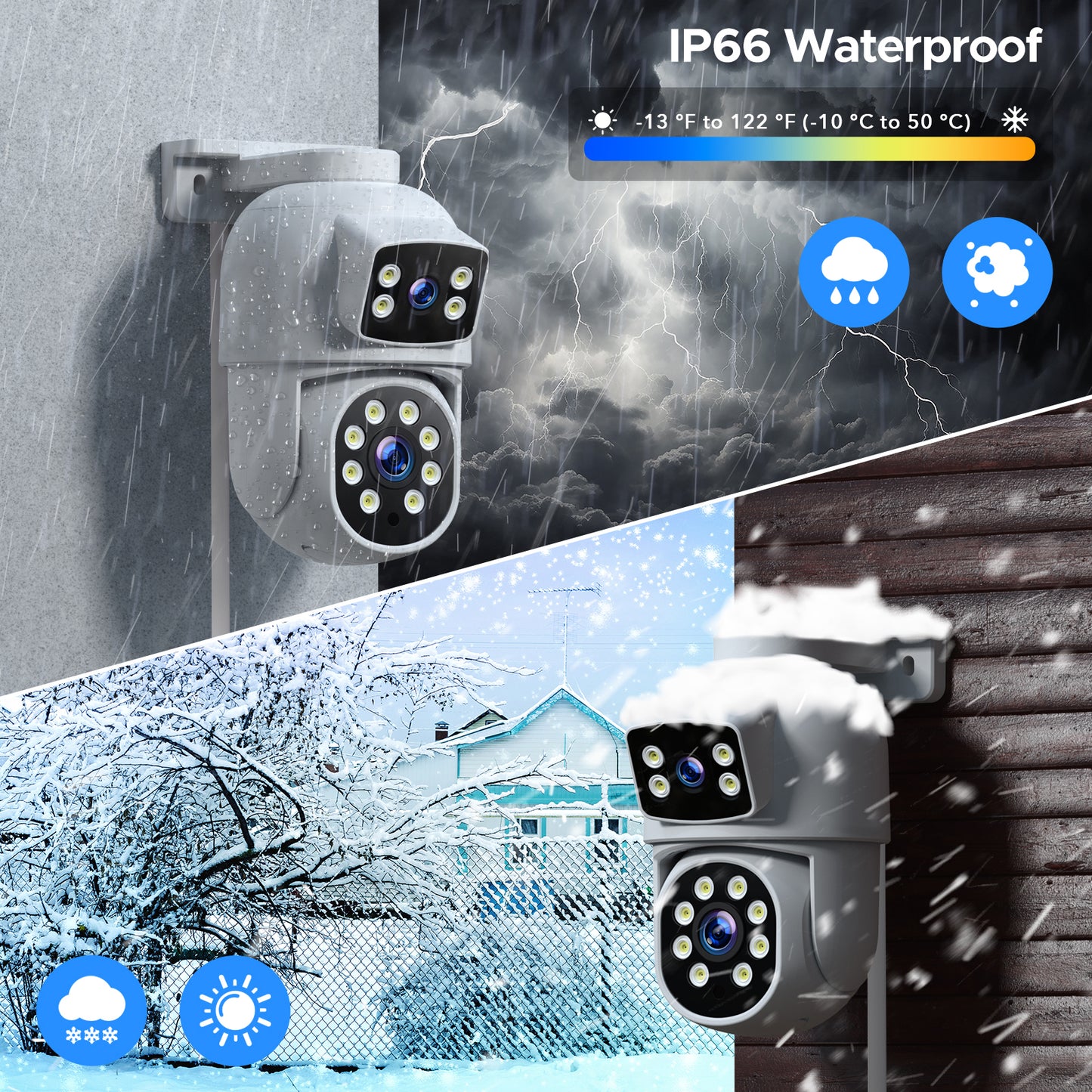 TOGUARD SC52 Wired Security Camera System Outdoor with 500G Hard Drive 4K 8CH CCTV NVR 4Pcs 1080P Dual Lens PTZ POE Dome Surveillance Cameras HDMI Connector