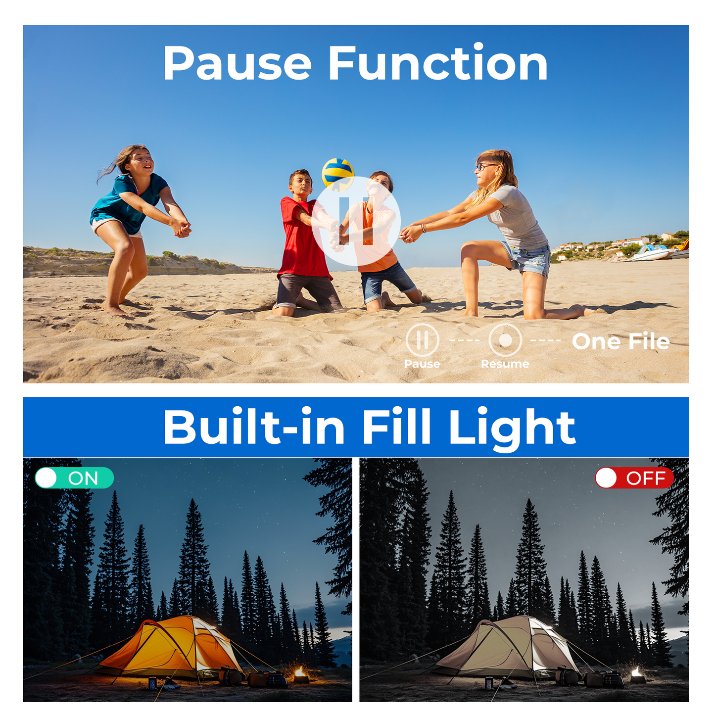 Campark AC22 4K 30FPS Video Camera 64MP Photo 3" 270° Screen Digital Camcorder for Vlogging Youtube