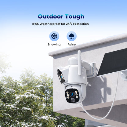 TOGUARD SC56 Solar Wireless Security Camera System Outdoor with 500G Hard Drive 4pcs 2K PTZ Dual Lens Linkage Security Surveillance Cameras Multi-Angle Monitoring