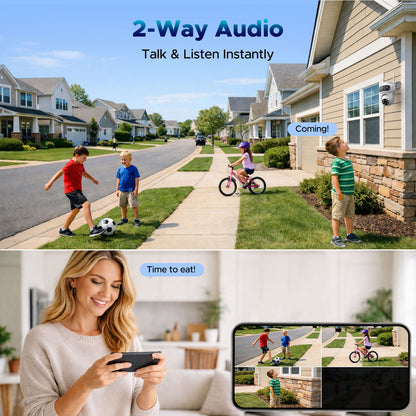 Toguard Triple-Lens Wireless Security Cameras System, 24/7 Record Home Security Camera System, Auto Tracking, 2.4 & 5GHz WiFi, 360°PTZ, 2K Color Night Vision, 0 Monthly Fee, 500GB HDD