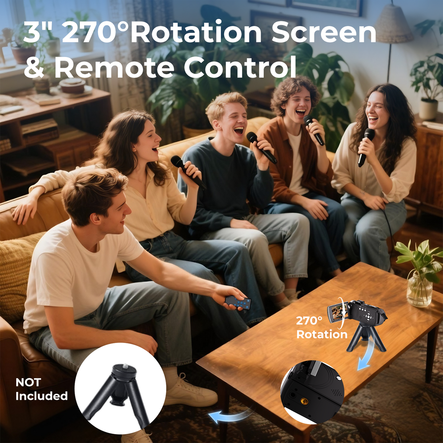 Campark AC22 4K 30FPS Video Camera 64MP Photo 3" 270° Screen Digital Camcorder for Vlogging Youtube