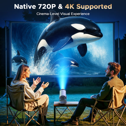 Campark Mini Projector 4K Wifi 6 Max 3.5H Battery 220° Rotatable Portable for Outdoor Bedroom 1080P Compatible with iphone/TV Stick/HDMI/Laptop