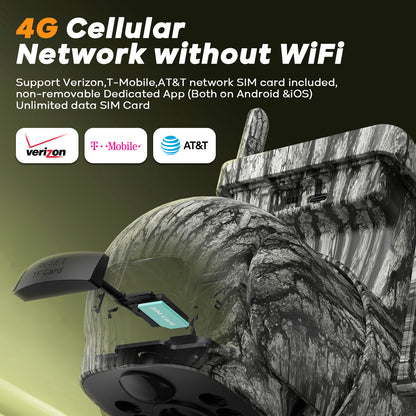 CAMPARK Cellular Trail Camera Solar 2.5K Hunting Deer Game Camera with Night Vision Motion Activated Waterproof IP66 Auto-Tracking 360 Degree 4G Live Feed for Farm Security Cameras No wifi Needed