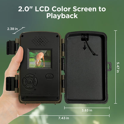 TOGUARD トレイルカメラ 2K 36MP ゲーム鹿カメラ 850nm ナイトビジョン IP66 防水 モーションアクティベート 120° 広角 トレイルカメラ 狩猟 屋外 野生動物監視 ホームセキュリティ 2.0 インチ LCD