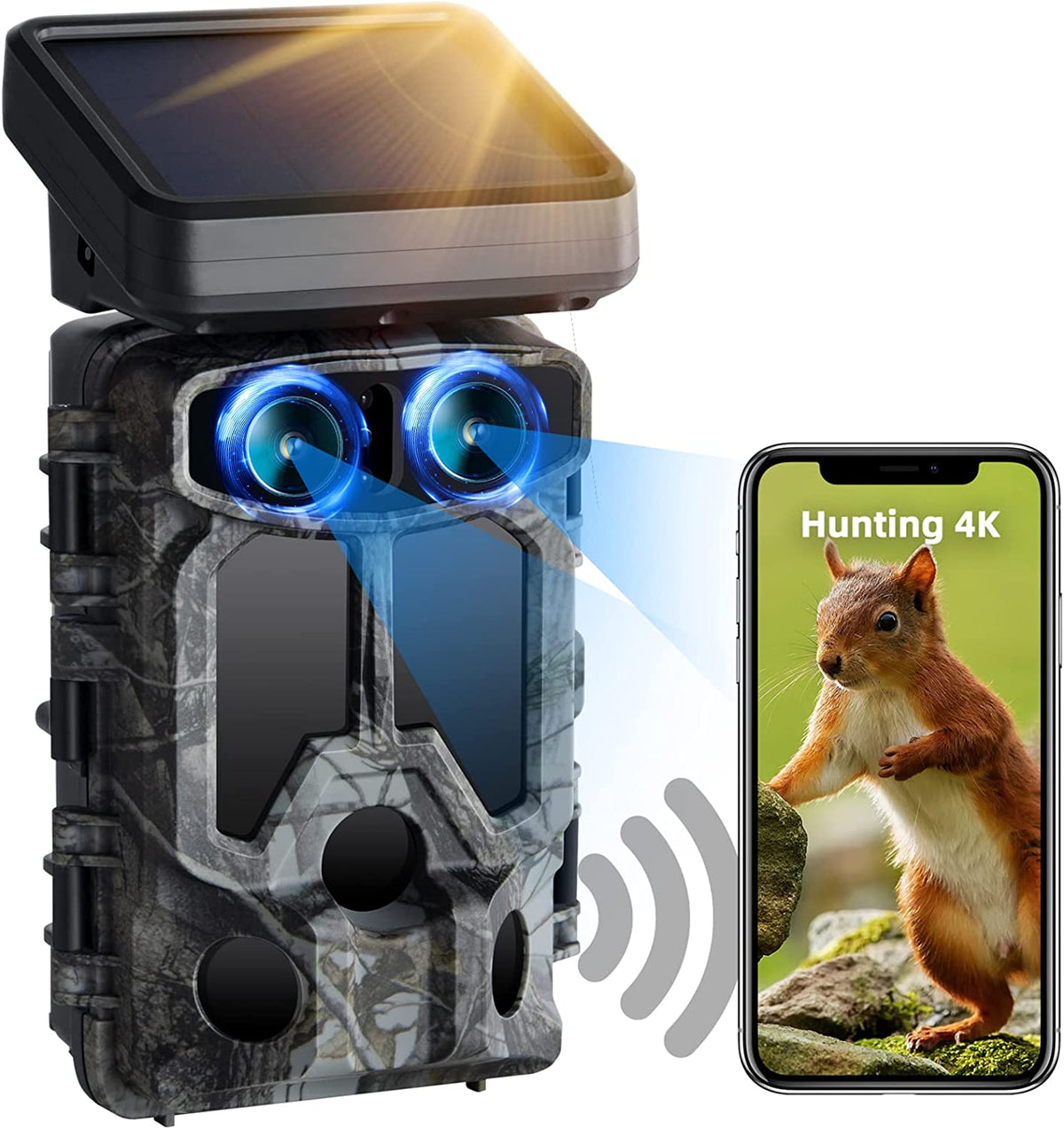 Native 400mp Camera CAMPARK Solar Powered WiFi Trail Camera 60MP Native 30fps 4K Dual Lens ...