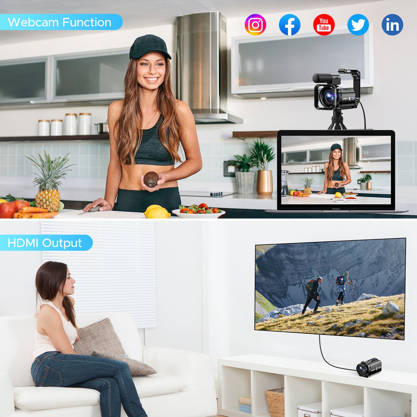 Campark Dual Lens 5K 25FPS Video Camera 56MP Photo 3" Touch Screen Digital Camcorder for Vlogging Youtube