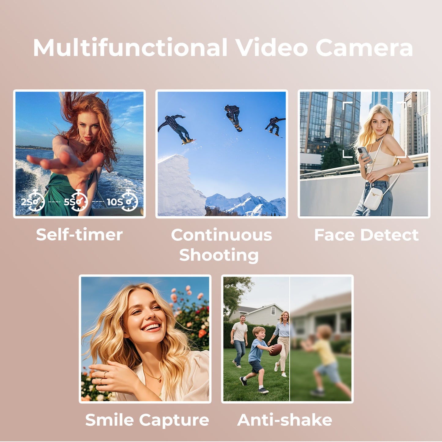 Campark AC25 1080P 30FPS Video Camera 48MP Photo 3" 270° Screen Digital Camcorder for Kids Teens Students