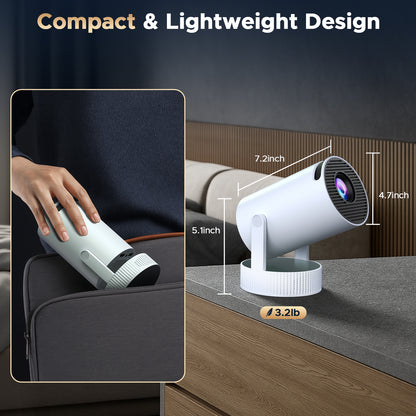 Campark Mini Projector 4K Wifi 6 Max 3.5H Battery 220° Rotatable Portable for Outdoor Bedroom 1080P Compatible with iphone/TV Stick/HDMI/Laptop