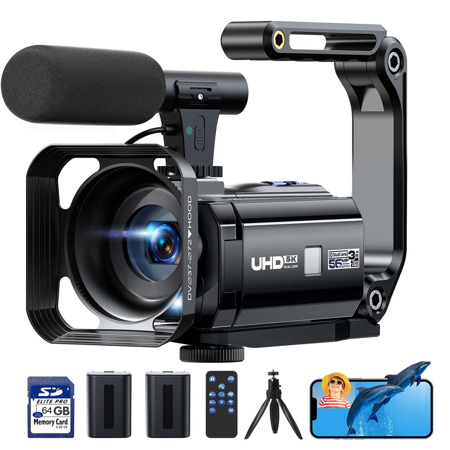 Campark Dual Lens 5K 25FPS Video Camera 56MP Photo 3" Touch Screen Digital Camcorder for Vlogging Youtube (Copy) (Copy)