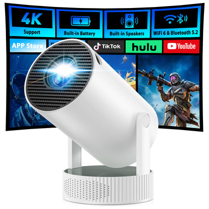 Campark Mini Projector 4K Wifi 6 Max 3.5H Battery 220° Rotatable Portable for Outdoor Bedroom 1080P Compatible with iphone/TV Stick/HDMI/Laptop