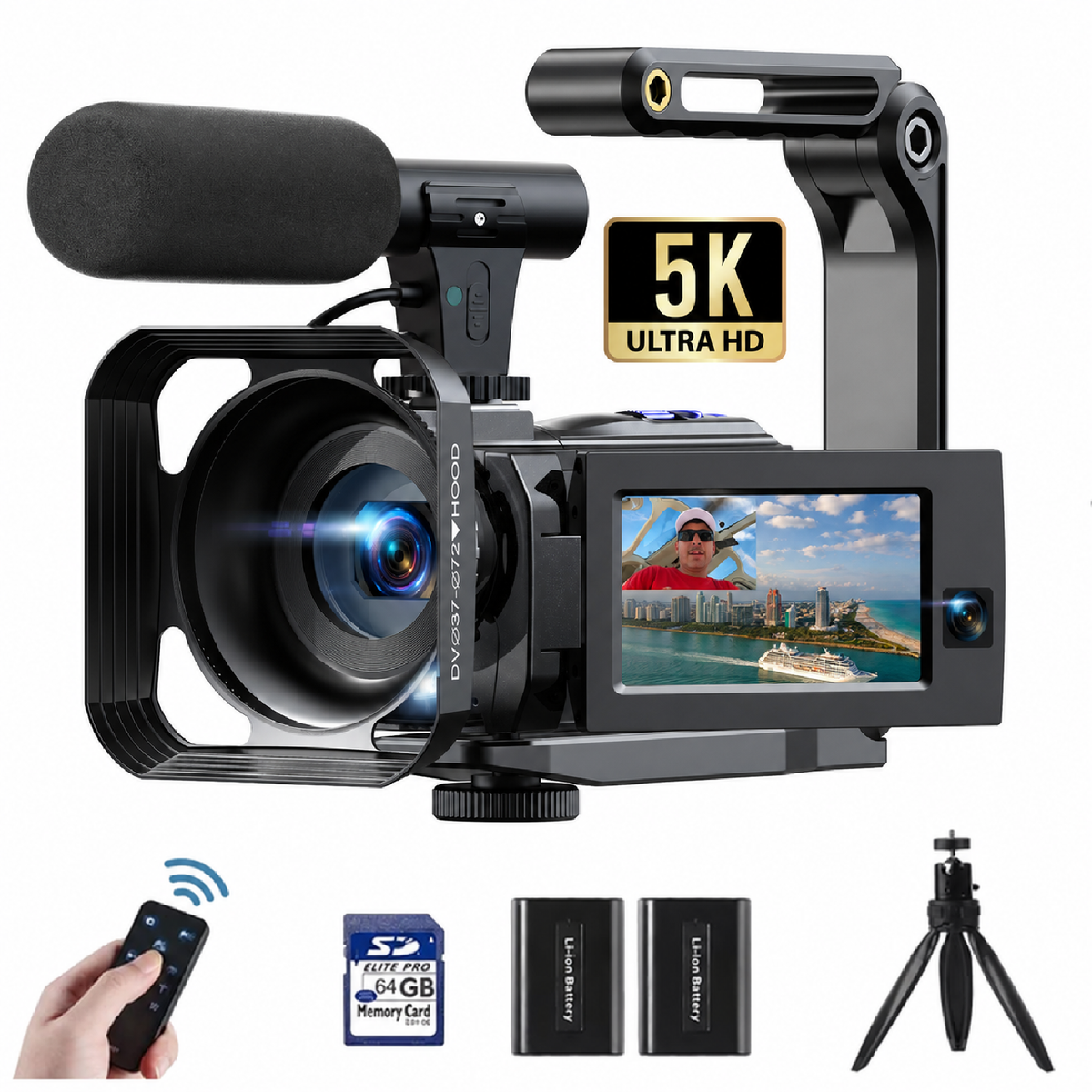 Campark AC09 5K 30FPS Video Camera 56MP Photo Dual Lens 3”Touch Screen Digital Camcorder for Vlogging Youtube