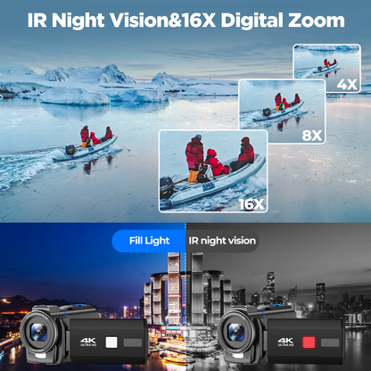 Campark AC11A 4K 30FPS Video Camera 48MP Camcorder with IR Night Vision, 3.0" Touch Screen