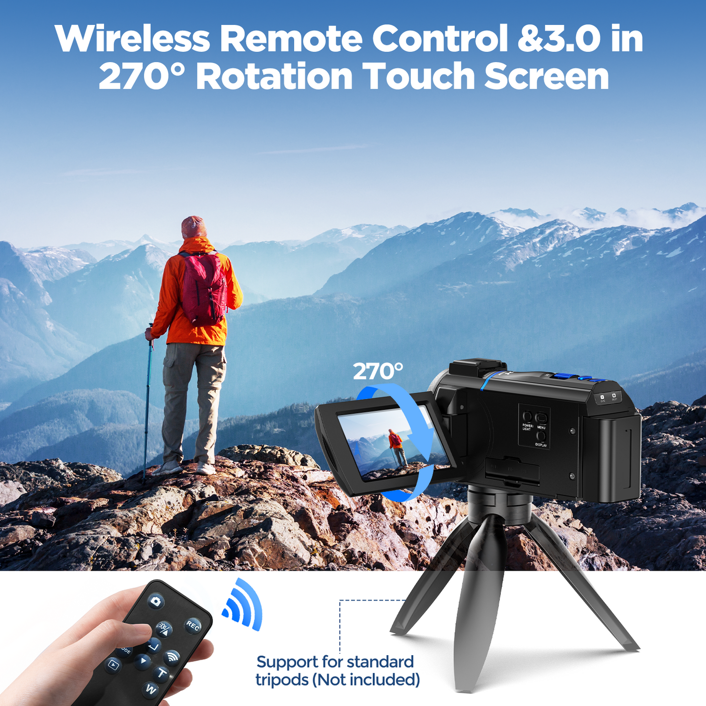 Campark AC11A 4K 30FPS Video Camera 48MP Camcorder with IR Night Vision, 3.0" Touch Screen