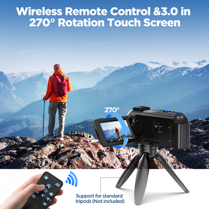 Campark AC11A 4K 30FPS Video Camera 48MP Camcorder with IR Night Vision, 3.0" Touch Screen