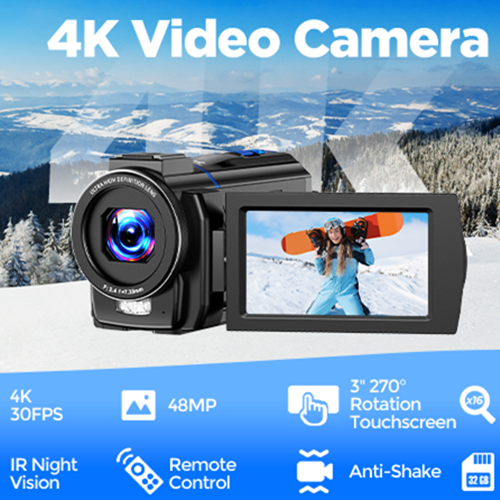 Caméra vidéo Campark AC13 4K 30FPS 42MP Photo 3” Écran 270° Caméscope numérique pour Vlogging Youtube 