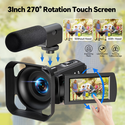 Campark AC12 5K 25FPS Video Camera 56MP Photo 3”Touch Screen Digital Camcorder