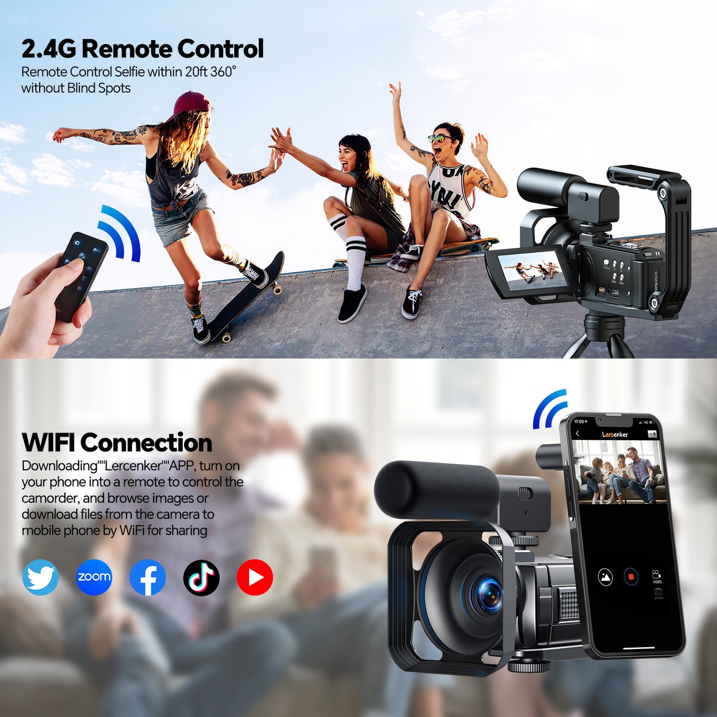 Campark AC12 5K 25FPS Video Camera 56MP Photo 3”Touch Screen Digital Camcorder