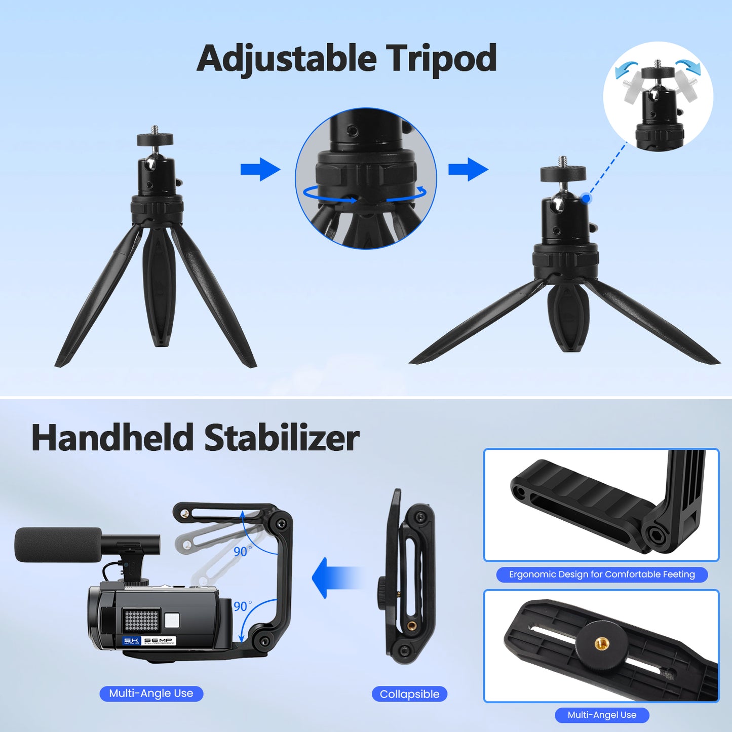 Campark AC12 5K 25FPS Video Camera 56MP Photo 3”Touch Screen Digital Camcorder