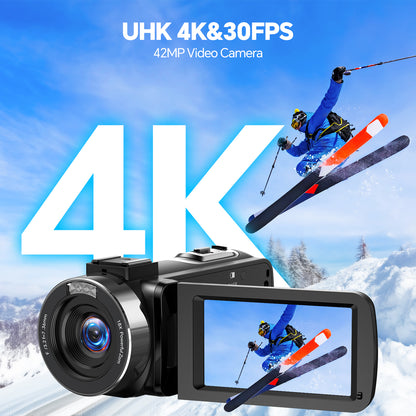 Campark AC13 4K 30FPS Video Camera 42MP Photo 3” 270° Screen Digital Camcorder