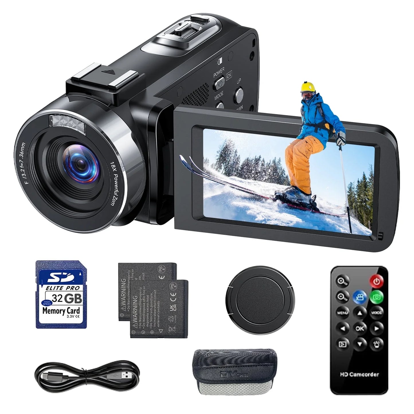 Campark Caméra vidéo 4K 30 FPS 42 MP Photo 3" Écran 270° Caméscope numérique pour Vlogging Youtube 
