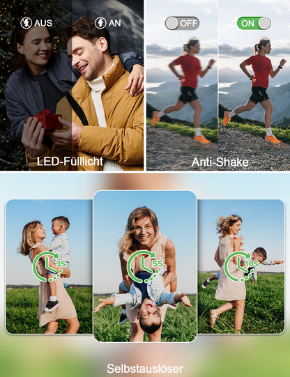 Campark AC18 72MP Digital Camera 4K/30FPS Video with 18x Zoom, 64GB Card for Beginners