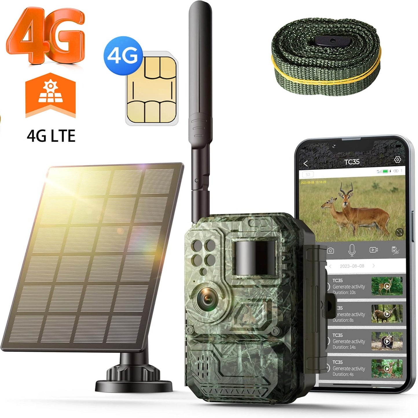 CAMPARK 4G LTE セルラー トレイル カメラは携帯電話に画像ビデオを送信します - ゲーム カメラ、SD カード付き、24MP 1080P ハンティング カメラ、ナイト ビジョン、モーション アクティベート、防水 IP66、野生動物の監視用