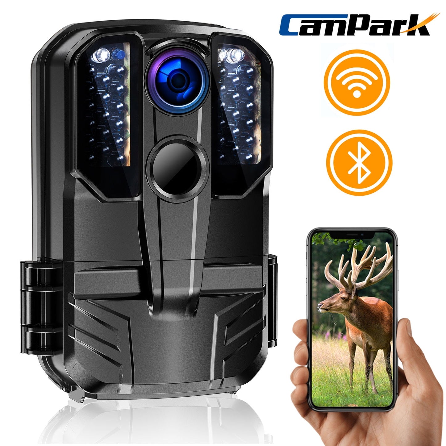 Caméra de chasse TOGUARD WiFi Bluetooth HD 1296P 20MP Caméra de chasse au cerf avec vision nocturne infrarouge de 65 pieds IP66 étanche Caméra de piste extérieure grand angle 120 ° pour la surveillance de la faune LCD 2,4"