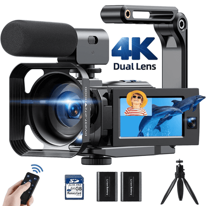Campark Dual Lens 4K 25FPS Video Camera 56MP Photo 3" Touch Screen Digital Camcorder for Vlogging Youtube