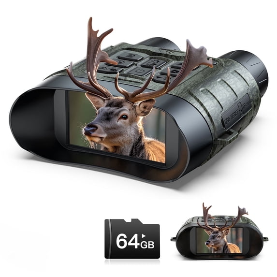 Campark Night Vision Goggles for Adults, 112 MP 4K Night Vision Binoculars 12X Zoom & 5000mAh Battery, 64GB Card Included, Infrared Vision, 1300ft Range, Perfect for Hunting, Camping & Security