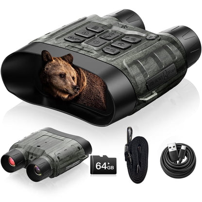 Campark Night Vision Goggles 4K 112MP Full-Color Night Vision Binoculars for Adults with 5000mAh Rechargeable Battery, 64GB TF Card Included, 3" HD Screen, 18x Zoom, Suitable for Camping, Hunting