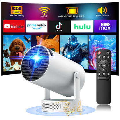 Campark Mini Projector 4K with WiFi and Bluetooth 5W Speaker 270° Rotation Portable Movie Projector Auto Keystone Electric Focus Home Theater
