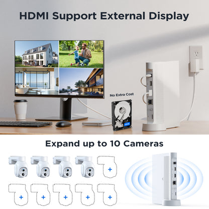 Toguard SC17 10CH 2K/4MP Système de caméra de sécurité sans fil solaire extérieur 8 pièces Batterie WiFi Bullet Caméra de surveillance NVR Connecteur HDMI 