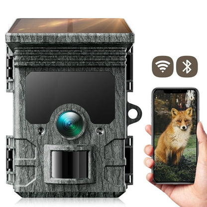 CAMPARK ソーラートレイルカメラ SDカード付き 4K 30fps WiFi Bluetooth 46MP ハンティングゲームカメラ 120°検出角度 モーションセンサー ナイトビジョン IP66 防水 野生動物の追跡用