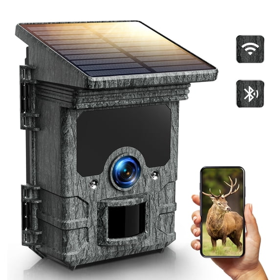 CAMPARK Solar Trail Camera 85MP 4K WiFi Hunting Game Camera Night Vision 0.1s Motion Activated Waterproof