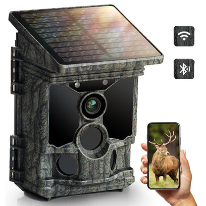 CAMPARK Solar WiFi Trail Camera 4K 46MP Built-in Lithium 4400mAh Battery Rechargeable Game Wildlife Hunting Camera with Waterpoof IP66 Night Vision 0.1s Motion Activated