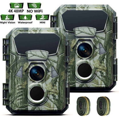 Campark 2 Pack Trail Camera 4K 48MP Game Hunting Deer Camera with Night Vision Waterproof IP66 0.1s Trigger Time Latest Sensor Motion Time-Lapse 120°Wide-Angle 2.0” LCD for Wildlife Monitoring