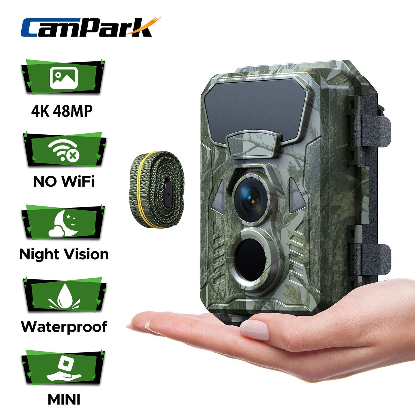 CAMPARK トレイルカメラ 1080P ゲームハンティングカメラ 低輝度ナイトビジョン IP56 防水 モーションアクティベート アウトドア トレイル 鹿カメラ 野生動物モニタリング用 2.4 インチ LCD スクリーン