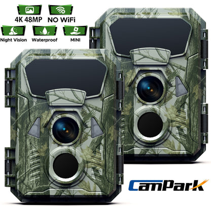CAMPARK トレイルカメラ 2個パック 36MP 2K HD ゲーム鹿狩りカメラ 赤外線ナイトビジョン付き 65フィート モーションアクティベート 防水 IP56 120°広角 2.0インチ LCD トレイルカメラ 野生動物モニタリング用