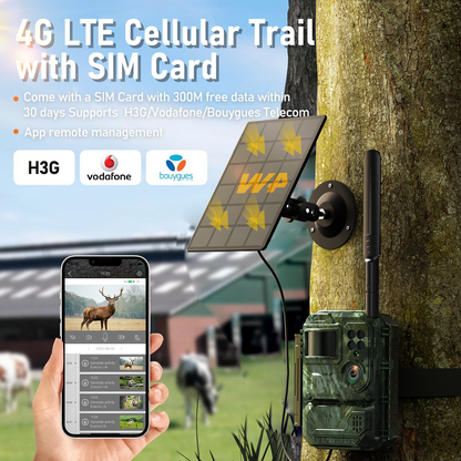 CAMPARK 4G LTE セルラー トレイル カメラは携帯電話に画像ビデオを送信します - ゲーム カメラ、SD カード付き、24MP 1080P ハンティング カメラ、ナイト ビジョン、モーション アクティベート、防水 IP66、野生動物の監視用