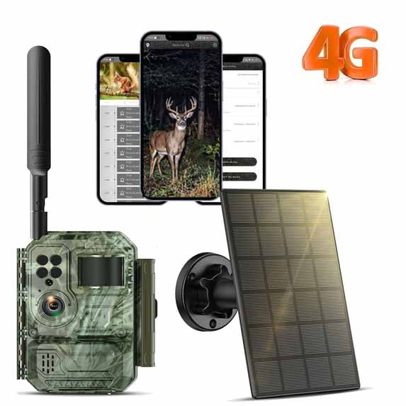 Campark 4G Lte Trail Camera Starlight Night Vision Solar Game Camera 1080P Live Feed Required Suspriction 7 Days 100MB Free 7800mAh Battery