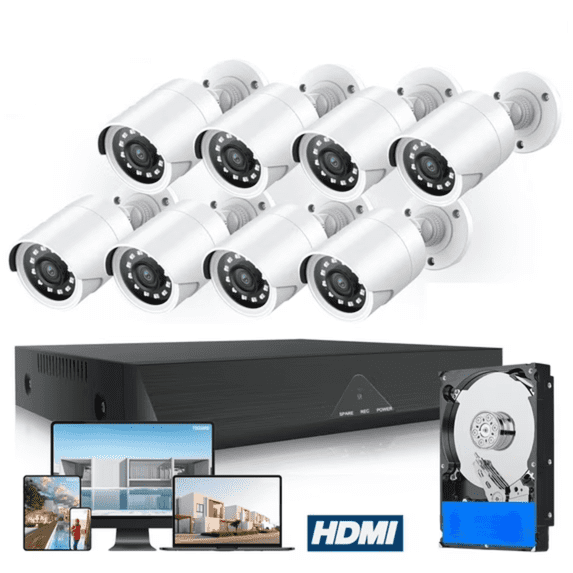 Toguard SC35 8CH Wired Security Camera System Outdoor with 3TB Hard Drive 8pcs 1080P Bullet Surveillance Cameras HDMI Connector