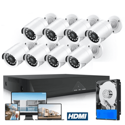 Toguard SC35 8CH Wired Security Camera System Outdoor with 3TB Hard Drive 8pcs 1080P Bullet Surveillance Cameras HDMI Connector